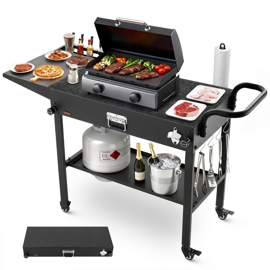 VEVOR Outdoor Grill Cart with Wheels – 31×17 in, Side Table