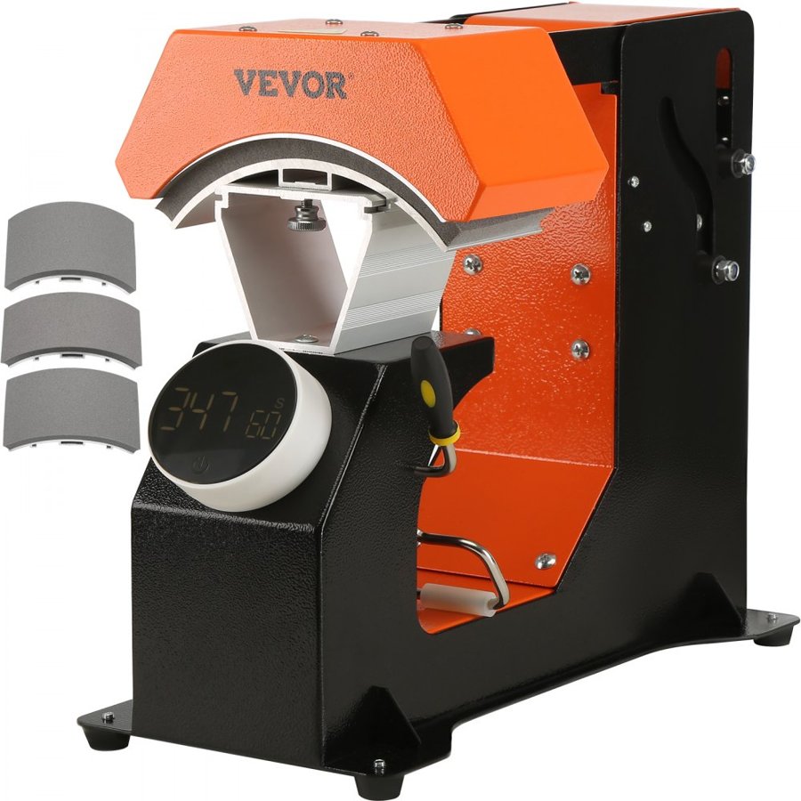 VEVOR Hat Heat Press, 3-in-1 Auto Cap Heat Press Machine, 6.4x3.5in Clamshell Sublimation Transfer, Automatic Release&Press Knob-style Digital Control Panel with 3pcs Replaceable Heating Pads