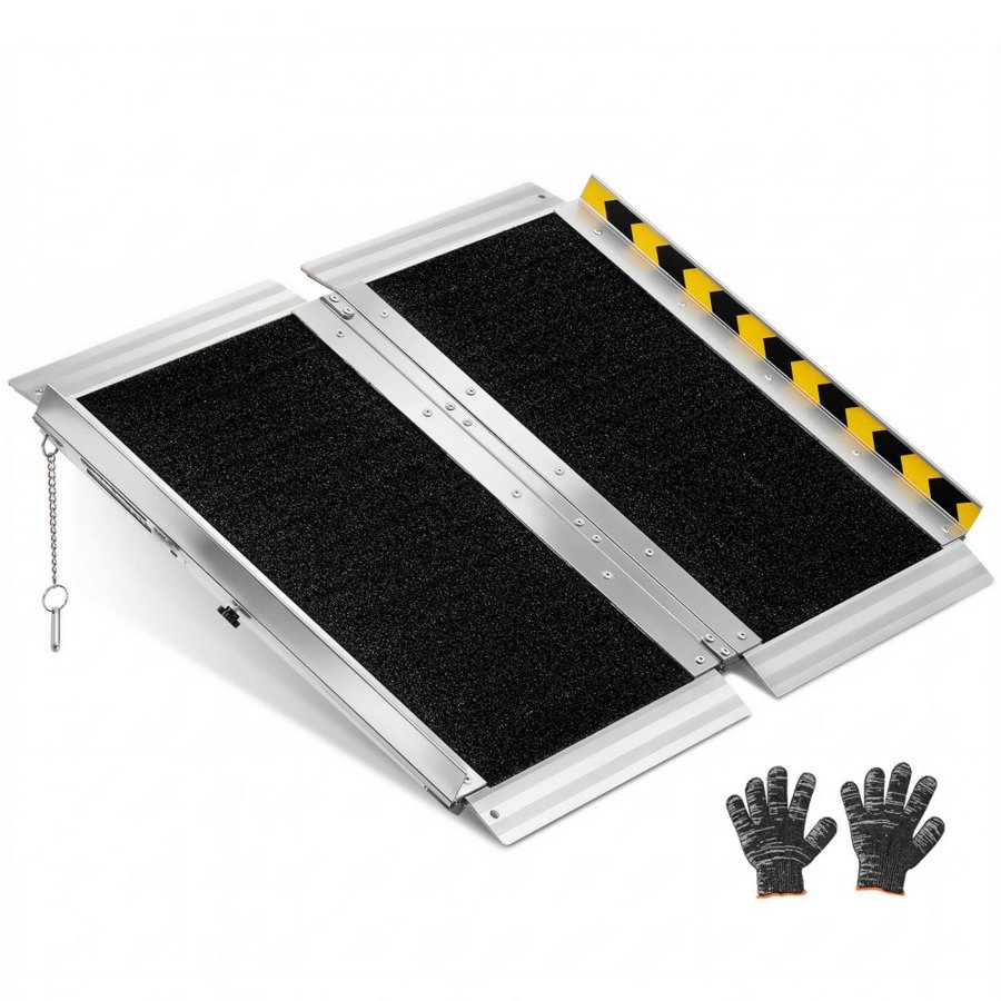VEVOR Portable Wheelchair Ramp, 610 mm, Non-Slip Aluminum Folding Handicap Ramp for Wheelchair, 800 lbs Capacity, Door Threshold Ramps for Home Steps, Stairs, Entry, Threshold, Doorways, Scooter, Curb