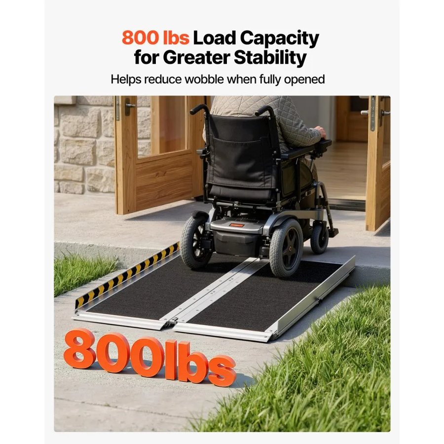 VEVOR Portable Wheelchair Ramp, 915 mm, Non-Slip Aluminum Folding Handicap Ramp for Wheelchair, 800 lbs Capacity, Door Threshold Ramps for Home Steps, Stairs, Entry, Threshold, Doorways, Scooter, Curb