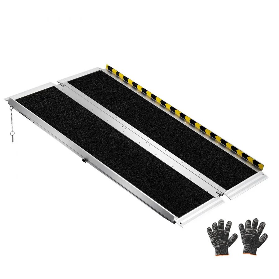 VEVOR Portable Wheelchair Ramp, 1219.2 mm, Non-Slip Aluminum Folding Handicap Ramp for Wheelchair, 800 lbs Capacity, Door Threshold Ramps for Home Steps, Stairs, Entry, Threshold, Doorways, Scooter