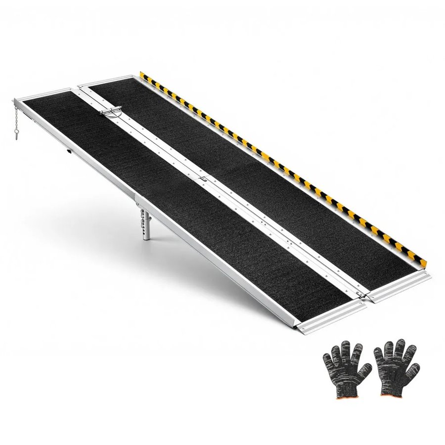 VEVOR Portable Wheelchair Ramp, 2135 mm, Non-Slip Aluminum Folding Handicap Ramp for Wheelchair, 800 lbs Capacity, Door Threshold Ramps for Home Steps, Stairs, Entry, Threshold, Doorways, Scooter