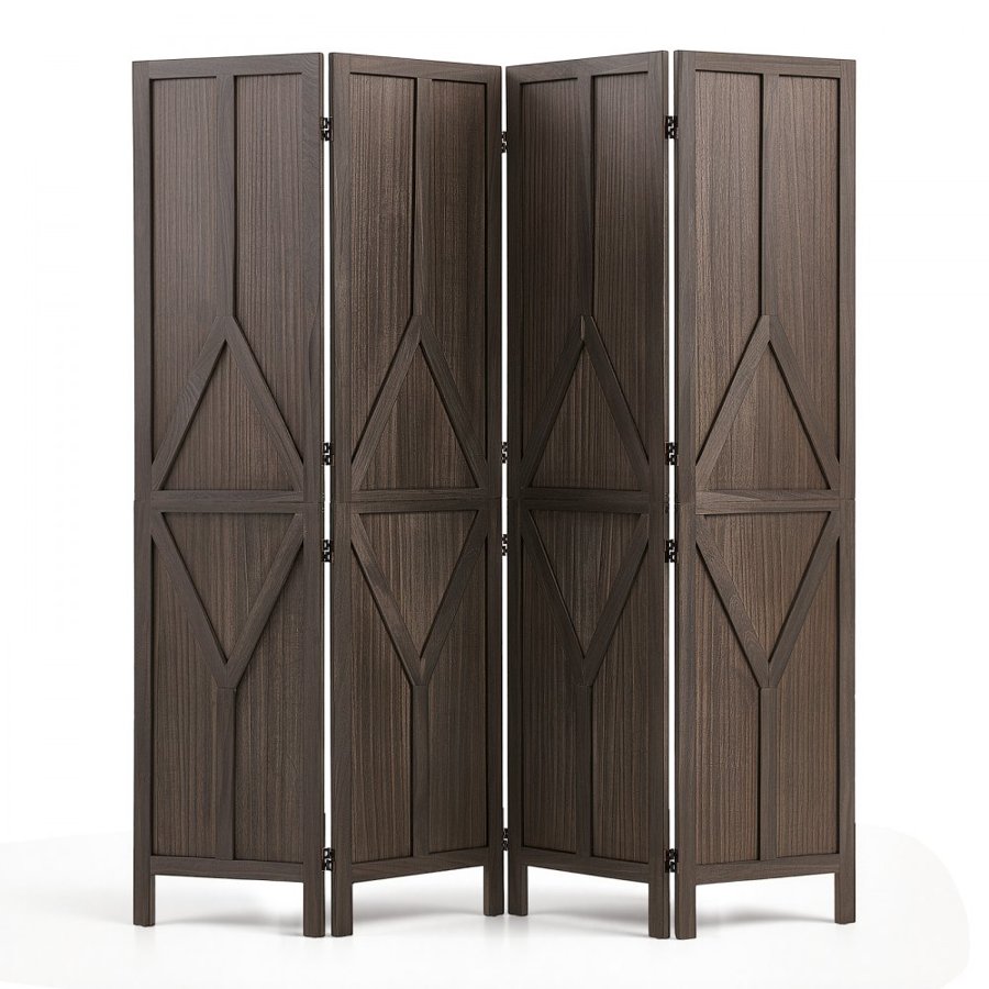 VEVOR Wood Room Divider 4 Panels Wood Folding Privacy Screen Y Pattern, For Room Separation & Home Decor,1702 mm Tall, Solid Frame, 360° Two-Way Hinges, Rustic Wooden Partition with Hardware