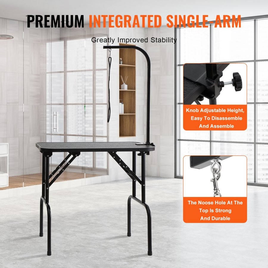 VEVOR Pet Grooming Table Arm with Clamp, 808 x 460 mm Dog Grooming Station, Foldable Pets Grooming Stand for Medium and Small Dogs, Free No Sit Haunch Holder with Grooming Loop, Bearing 99.8kg