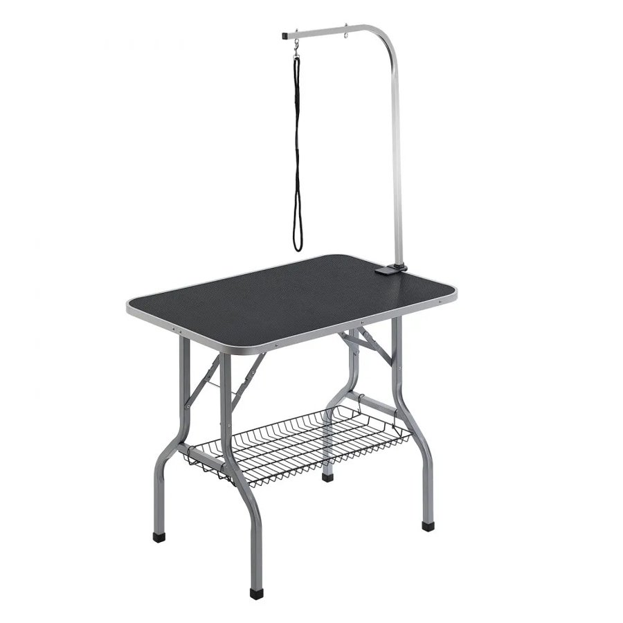 VEVOR Pet Grooming Table Arm with Clamp, 915 x 610mm Dog Grooming Station, Foldable Pets Grooming Stand for Medium and Small Dogs, Free No Sit Haunch Holder with Grooming Loop, Bearing 149.7kg