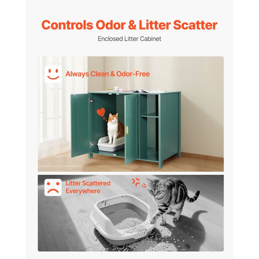 VEVOR Cat Litter Robot Enclosure, 105 cm Self Cleaning Litter Box Cabinet, with Drawer & Detachable Divider, Automatic Litterbox Enclosure with Built-in Power Outlet, Fits Most Smart Litterboxes