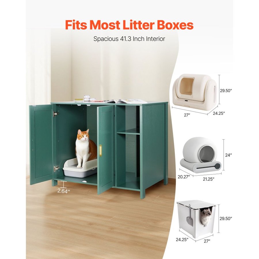 VEVOR Cat Litter Robot Enclosure, 105 cm Self Cleaning Litter Box Cabinet, with Drawer & Detachable Divider, Automatic Litterbox Enclosure with Built-in Power Outlet, Fits Most Smart Litterboxes