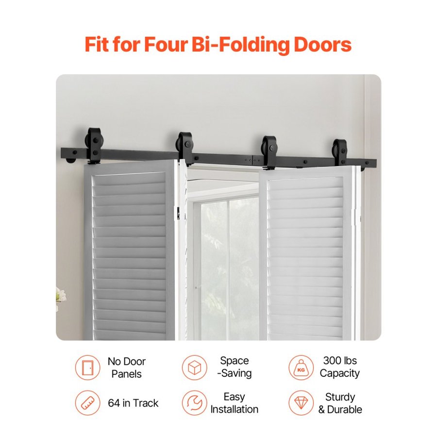 VEVOR Bifold Closet Door Track Kit – 64", 330lbs