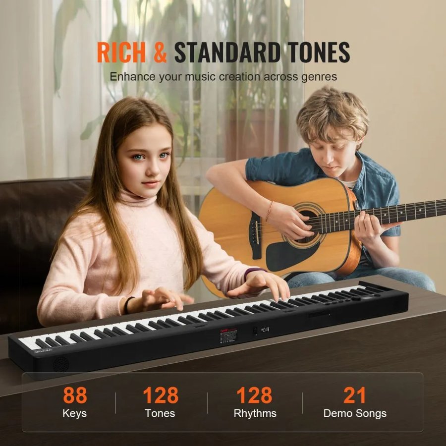 VEVOR Piano Foldable Keyboard – 88 Keys, 180°, Bluetooth 5.0