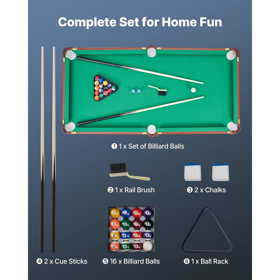 VEVOR Portable Billiards Table - Foldable MDF Frame
