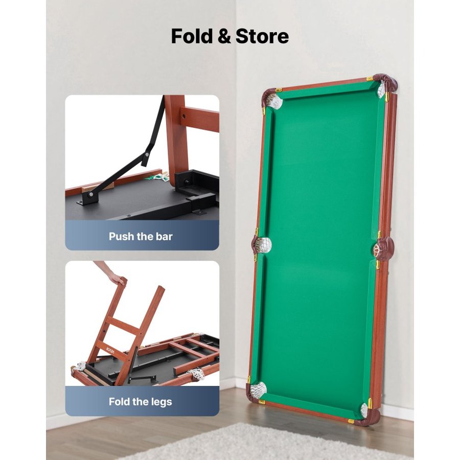 VEVOR Portable Billiards Table - Foldable MDF Frame