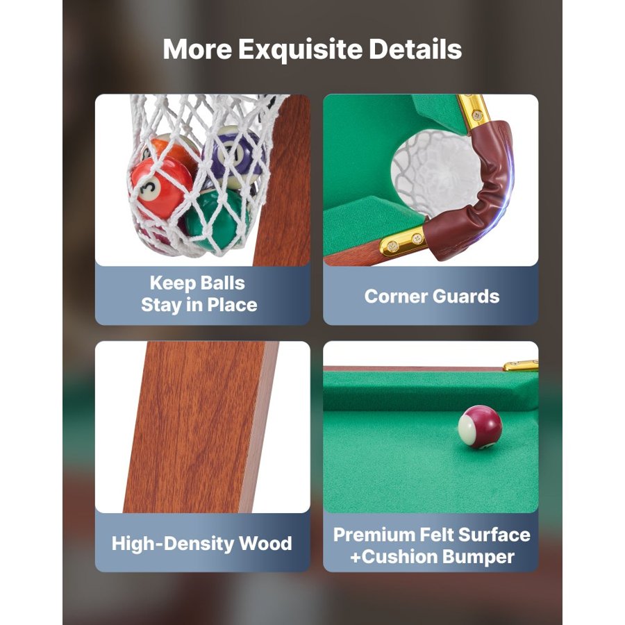 VEVOR Portable Billiards Table - Foldable MDF Frame