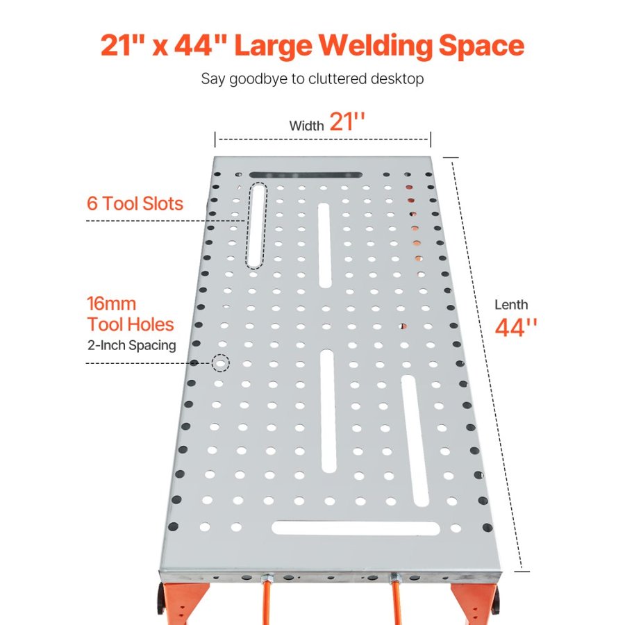 VEVOR Welding Workbench – 44" x 21" Carbon Steel, 500LBS