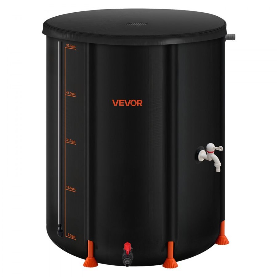 VEVOR Collapsible Rain Barrel – 53 Gallon, 1000D PVC Tank