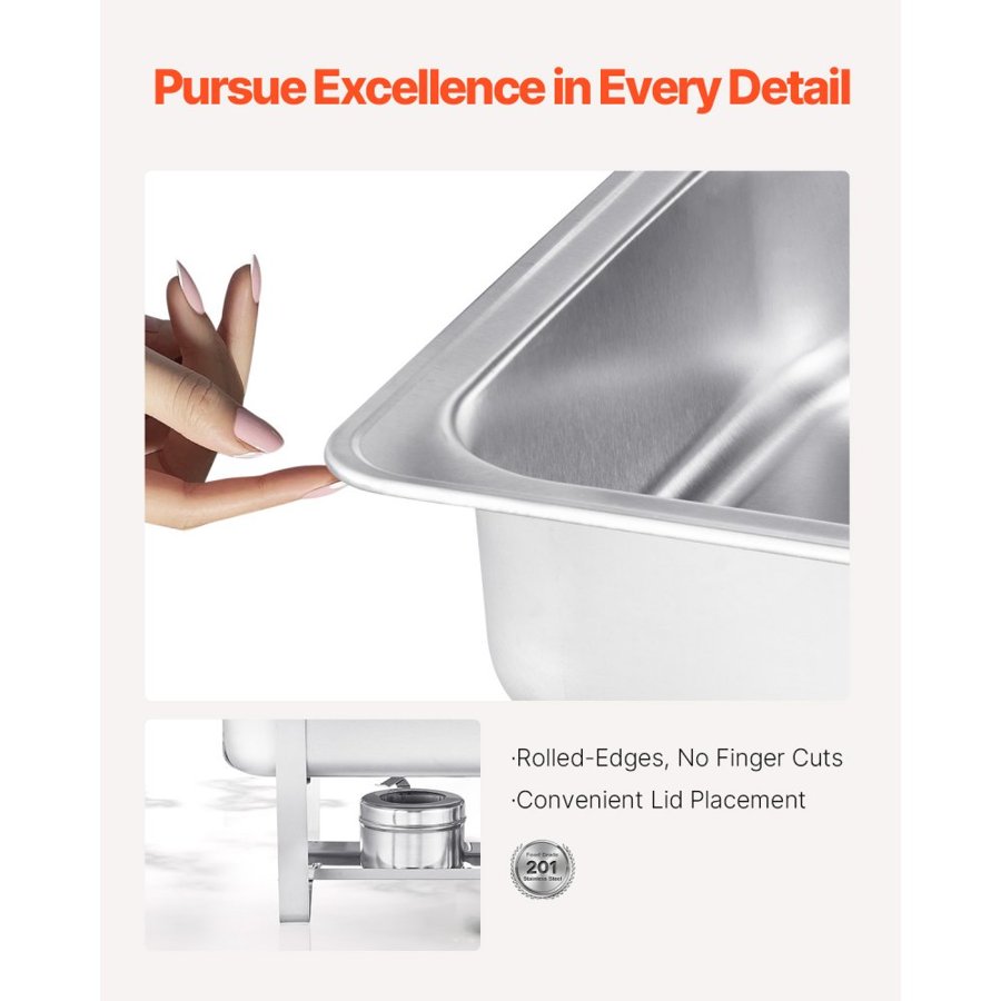 VEVOR Chafing Dish Buffet Set – 8 Qt, 2 Pack, Silver Finish