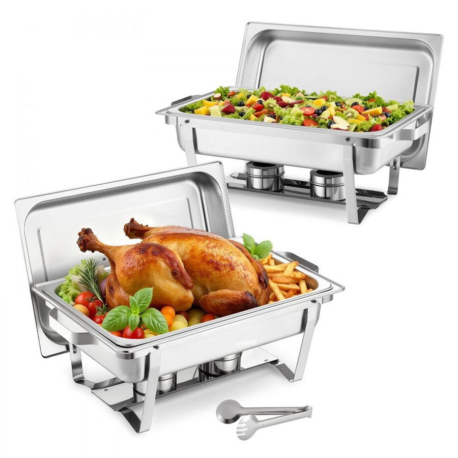 VEVOR Chafing Dish Rectangle – 9 Qt, 2 Pack, 8+, SS201
