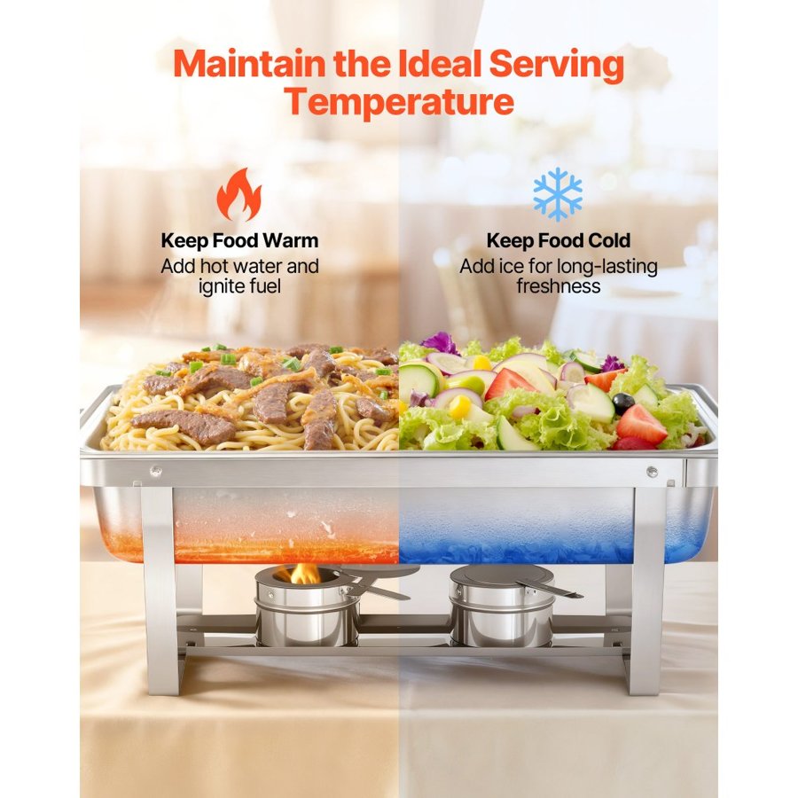 VEVOR Chafing Dish Rectangle – 9 Qt, 2 Pack, 8+, SS201