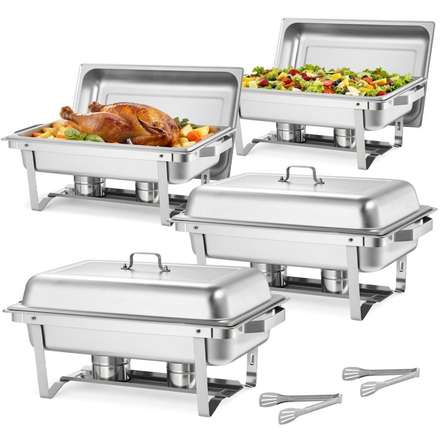 VEVOR Stainless Steel Chafing Dish Set – 9 Qt, 4 Pack