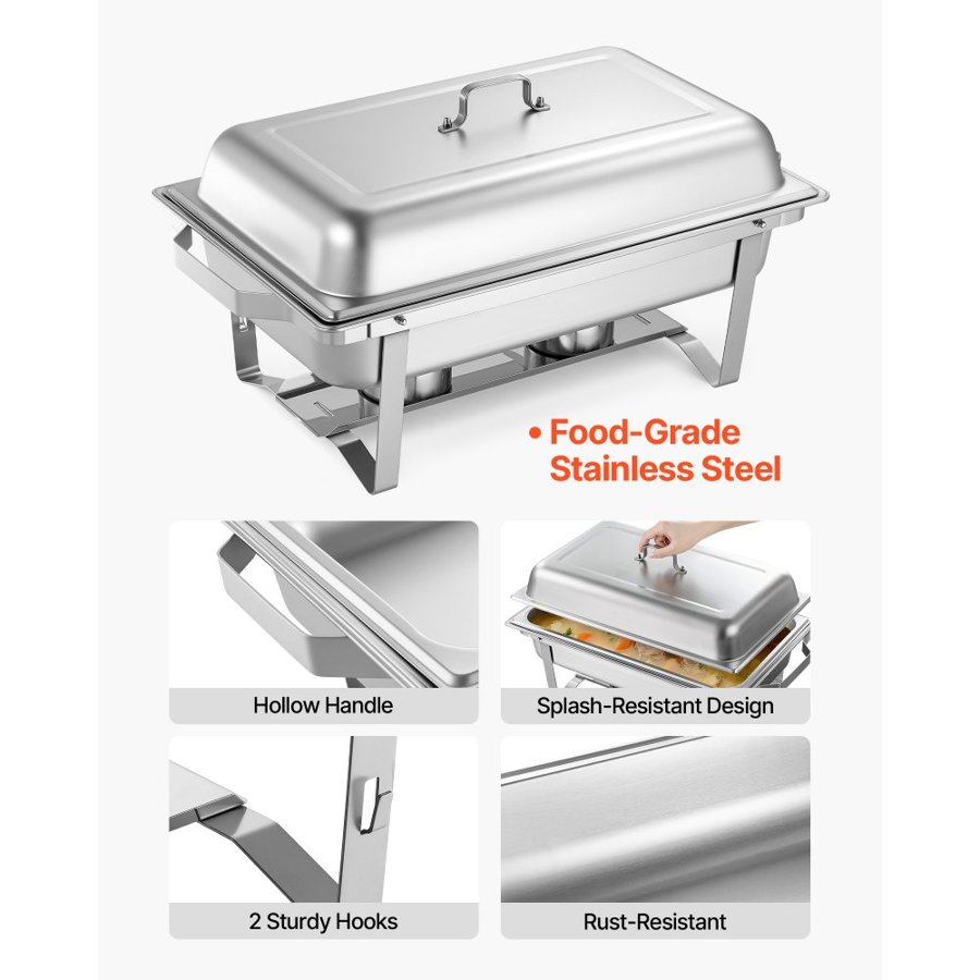 VEVOR Stainless Steel Chafing Dish Set – 9 Qt, 4 Pack
