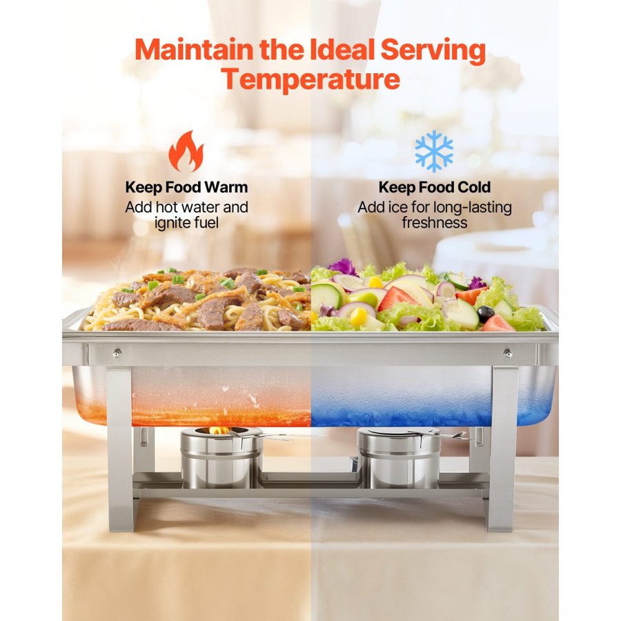 VEVOR Rectangle Chafing Dish – 9 Qt, 6 Pack, 12 Racks