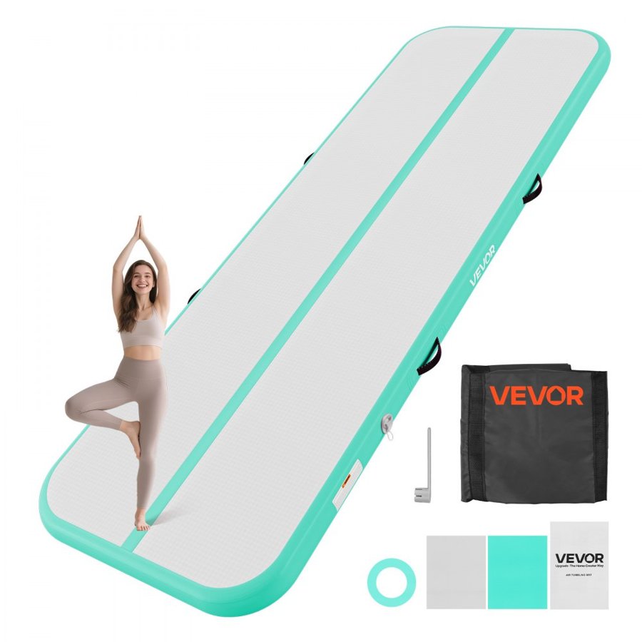 VEVOR Inflatable Gymnastics Mat – 10ft, 10cm Thick, Pump