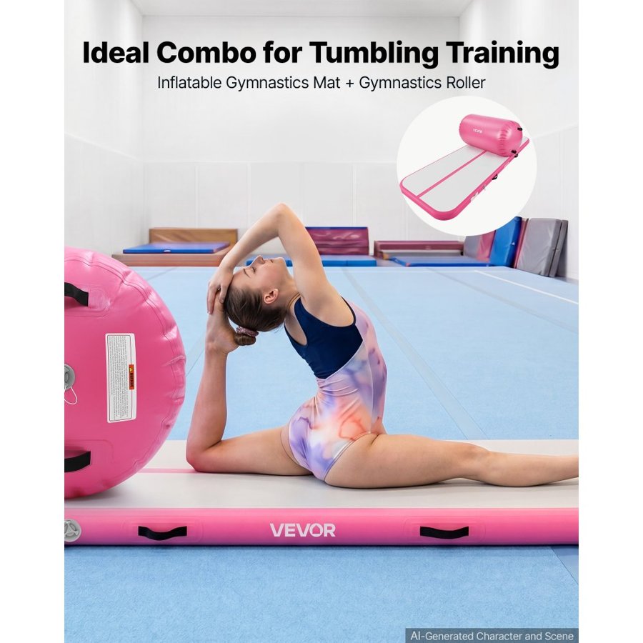 VEVOR Air Track Gymnastics Mat – 3m, 10cm Thick, Pink