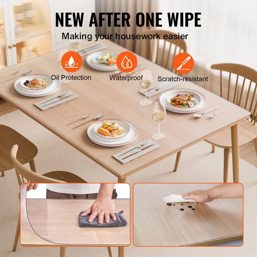 VEVOR Plastic Table Cover Protector – 24x48 in, 1.5 mm PVC