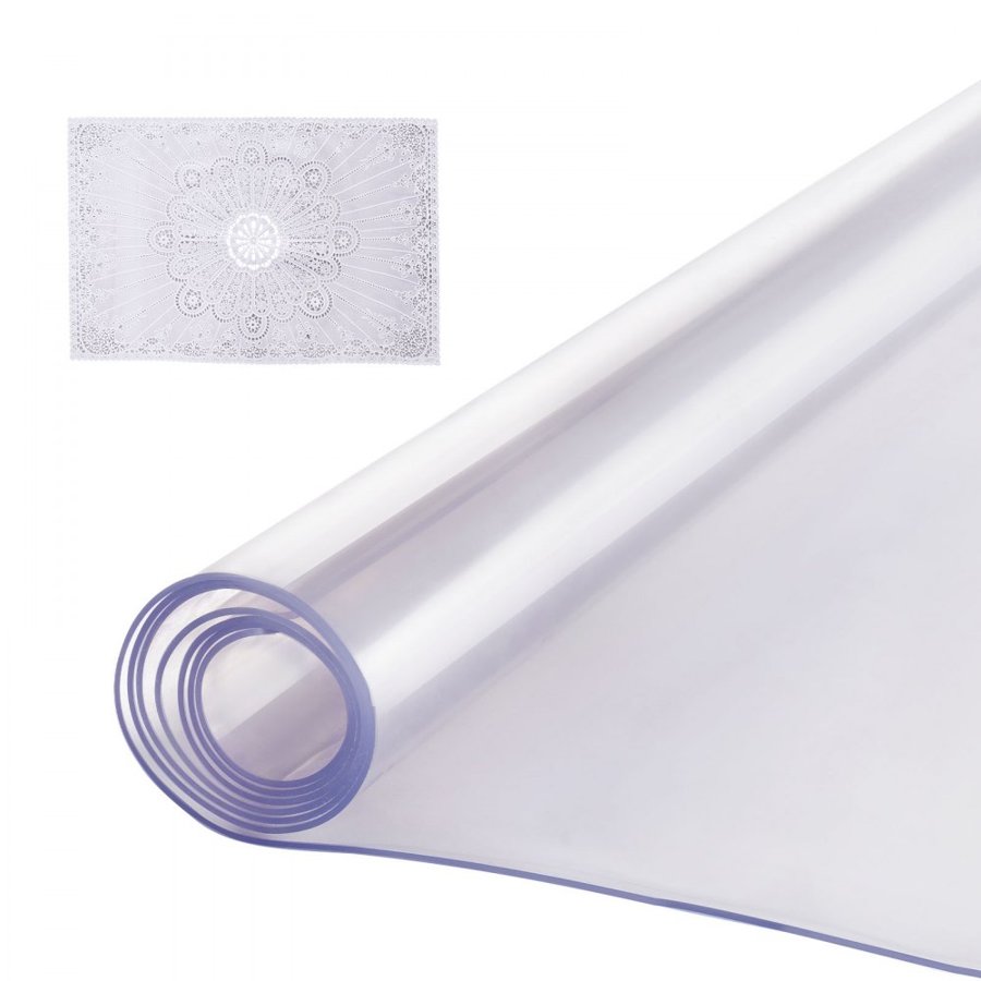 VEVOR Plastic Table Cover, 24 x 48 Inch 2.0 mm Thick Clear Table Protector, Rectangle PVC Desk Mat, Waterproof & Easy Cleaning Desk Pad Tablecloth, for Office Dresser Dining Room Table Night Stand