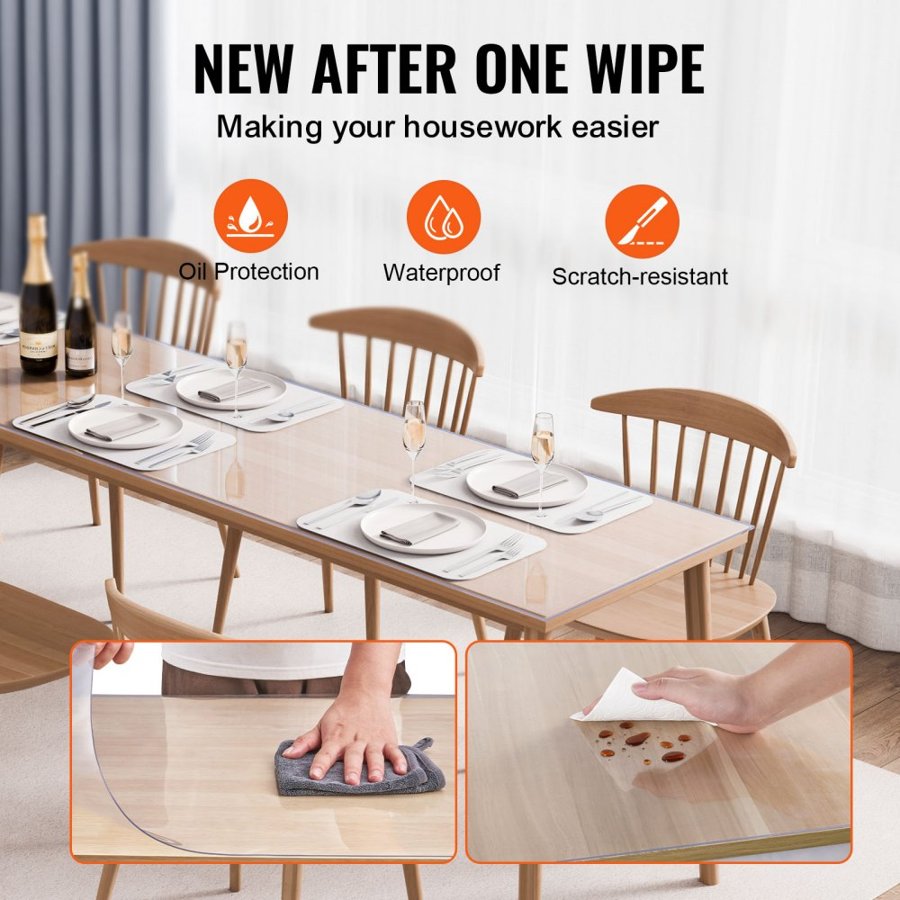 VEVOR Thick Clear Table Protector - 24x96 Inch, 1.5 mm PVC