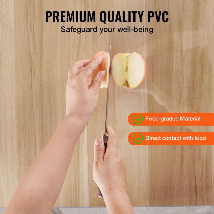 VEVOR Plastic Table Cover, 54 x 54 Inch 2.0 mm Thick Clear Table Protector, Square PVC Desk Mat, Waterproof & Easy Cleaning Desk Pad Tablecloth, for Office Dresser Dining Room Table Night Stand