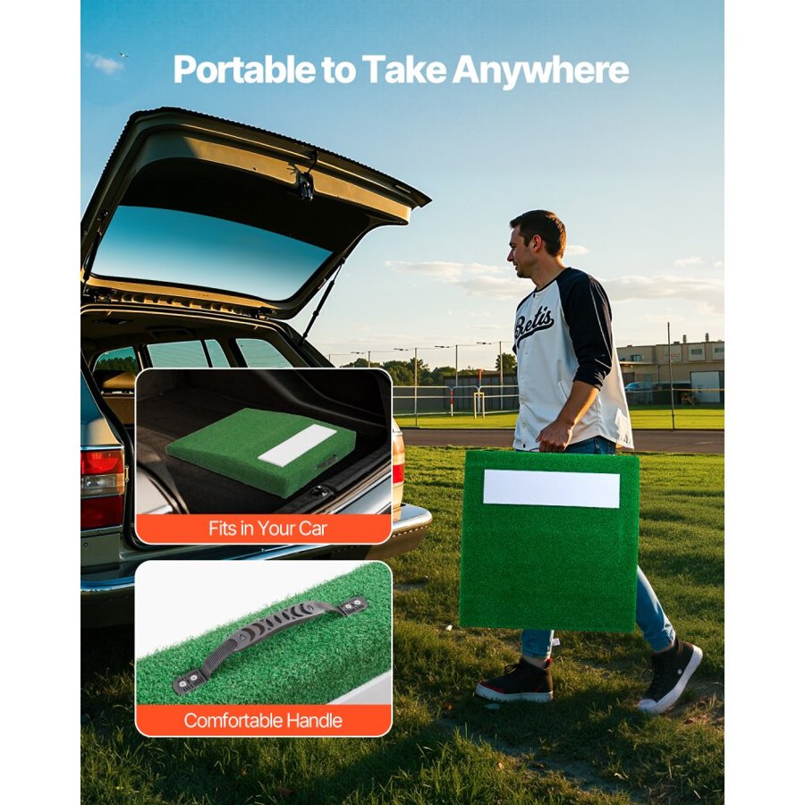 VEVOR Pitching Mound, Portable Baseball Pitcher's Mound, 31 in Indoor Outdoor Pitching Practice and Training Equipment, Softball Pitching Aids with Antifade Turf, Pitching Rubber, Carry Handle