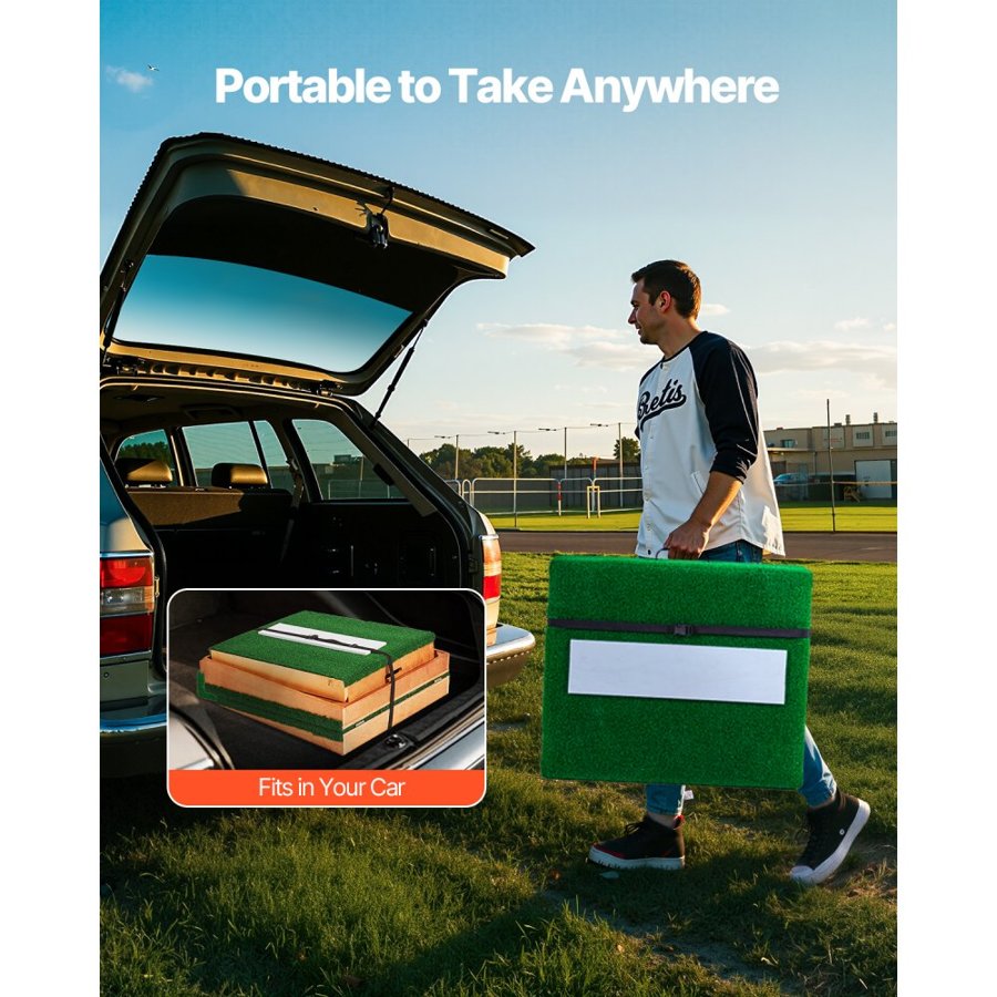 VEVOR Pitching Mound, Portable Baseball Pitcher's Mound, 85 in Indoor Outdoor Pitching Practice and Training Equipment, Softball Pitching Aids with Antifade Turf, Pitching Rubber, Adjustable Base