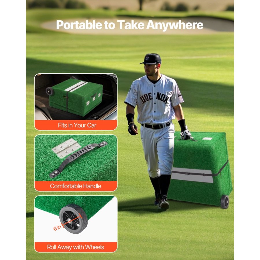 VEVOR Pitching Mound, Portable Baseball Pitcher's Mound, 90 in IIndoor Outdoor Pitching Practice and Training Equipment, Softball Pitching Aids with Antifade Turf, Pitching Rubber, Carry Handles