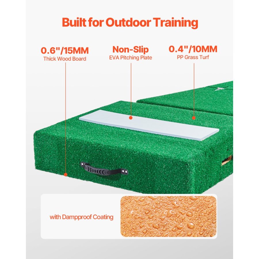 VEVOR Pitching Mound, Portable Baseball Pitcher's Mound, 77 in IIndoor Outdoor Pitching Practice and Training Equipment, Softball Pitching Aids with Antifade Turf, Pitching Rubber, Carry Handles