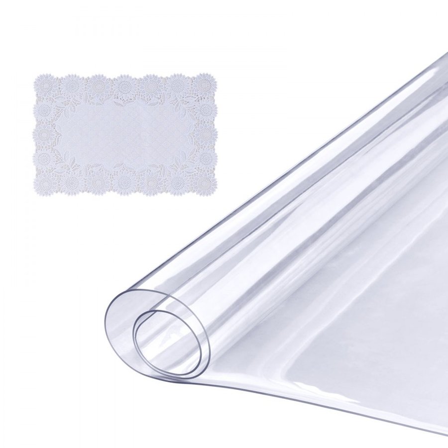 VEVOR Clear Table Cover Protector, 18" x 36" Rectangle Table Cover, 1.5 mm Thick PVC Plastic Tablecloth, Waterproof Desktop Protector for Writing Desk, Coffee Table, Dining Room Table