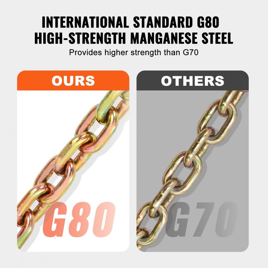 VEVOR Heavy Duty Towing Chains – 4900 LBS, 10.3 Ft, G80