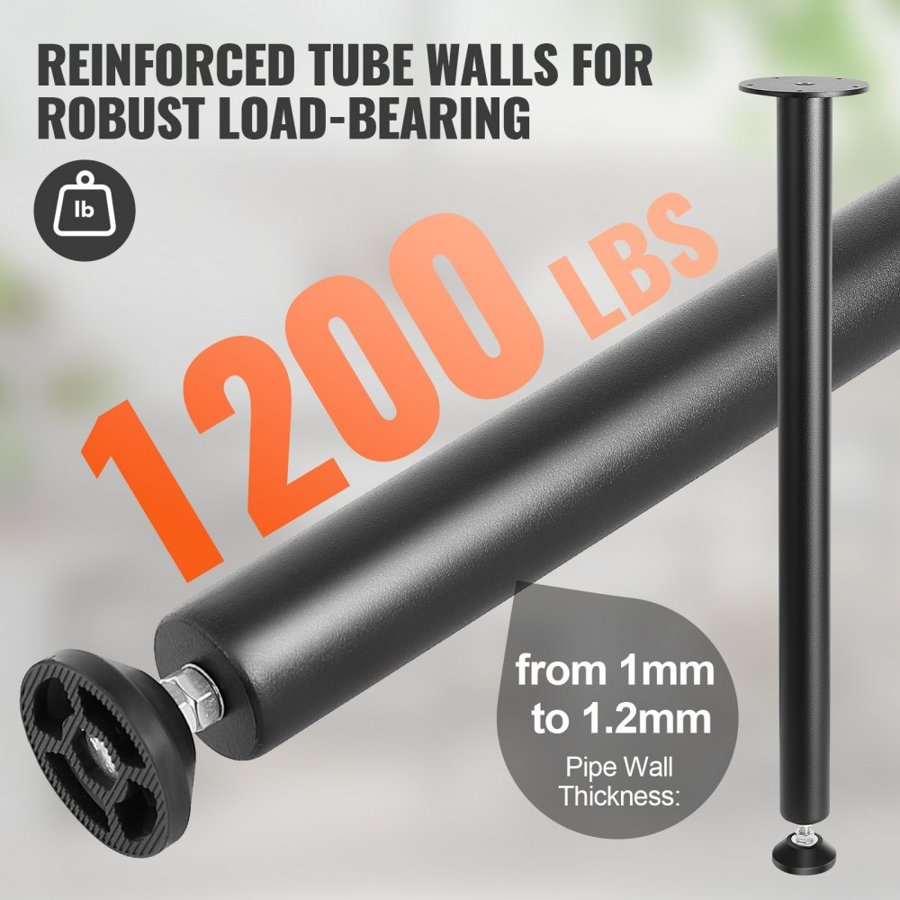 VEVOR 711.2MM Adjustable Desk Legs, Reinforced Steel Office Table Furniture legs Set of 4 for DIY, 544.3KG Load Capacity Heavy Duty Desk Legs, Quick Instalation Legs with Adjustable Foot Cup Black