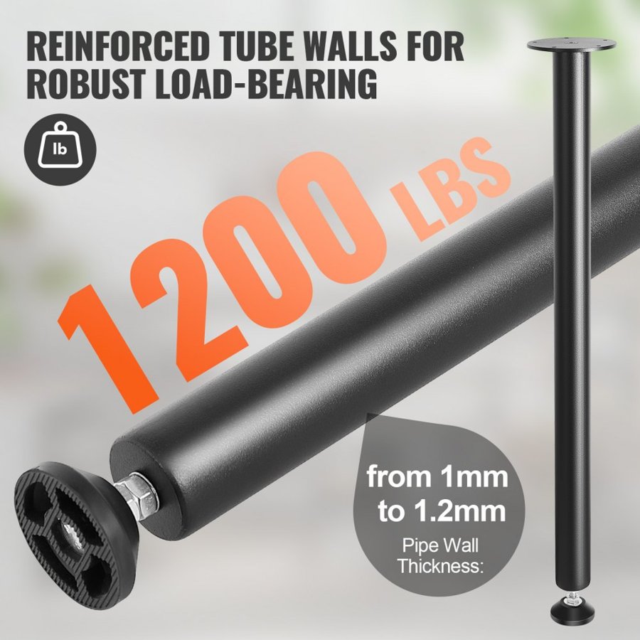 VEVOR 762MM Adjustable Desk Legs, Reinforced Steel Office Table Furniture legs Set of 4 for DIY, 544.3KG Load Capacity Heavy Duty Desk Legs, Quick Instalation Legs with Adjustable Foot Cup Black