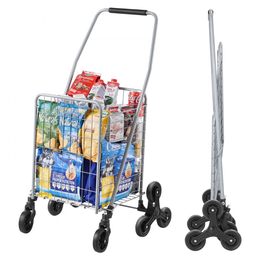 VEVOR Stair Climbing Shopping Cart – 45L, 88 lbs, Foldable