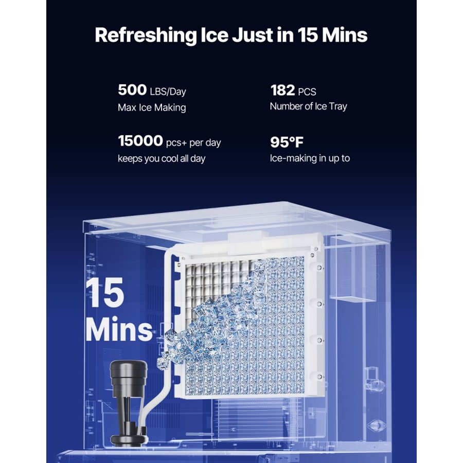 VEVOR Commercial Ice Machine with Dispenser – 500 Lbs/Day