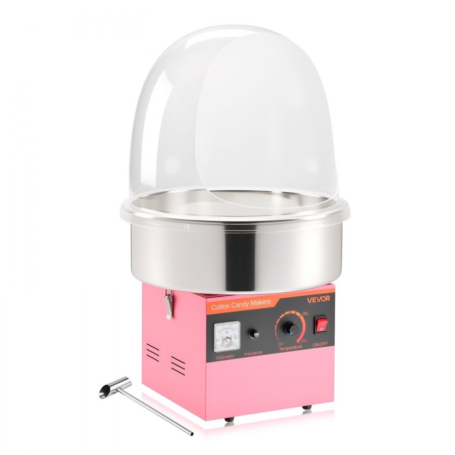 VEVOR Electric Cotton Candy Machine, 1000W Electric Floss Maker With Cover, Commercial Cotton Candy Machine w/Stainless Steel Bowl & Sugar Scoop, Ideal for Home, Carnival, Birthday, Family Party, Pink