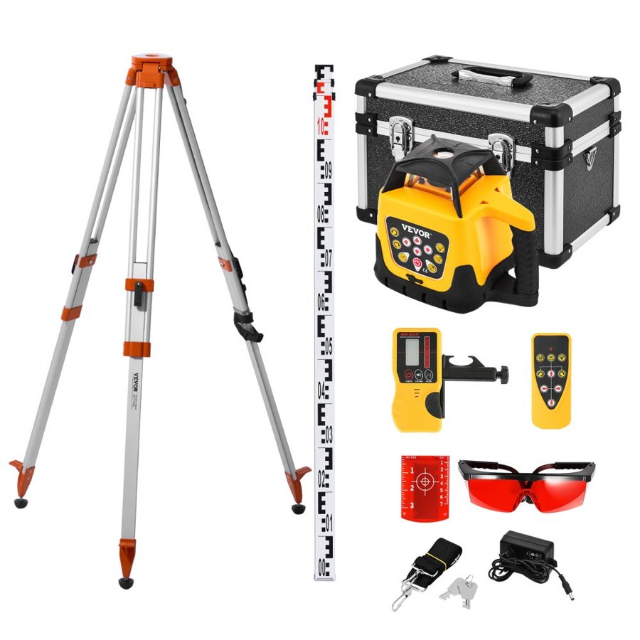 VEVOR 360 Rotary Laser Level Kit – 984 ft, IP54, Remote