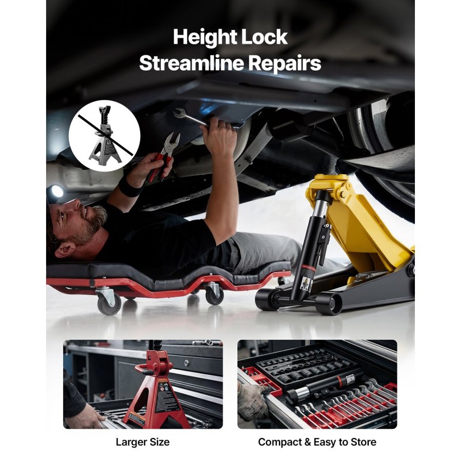 VEVOR 3 Ton Low Profile Floor Jack – 75–500 mm, Dual Piston