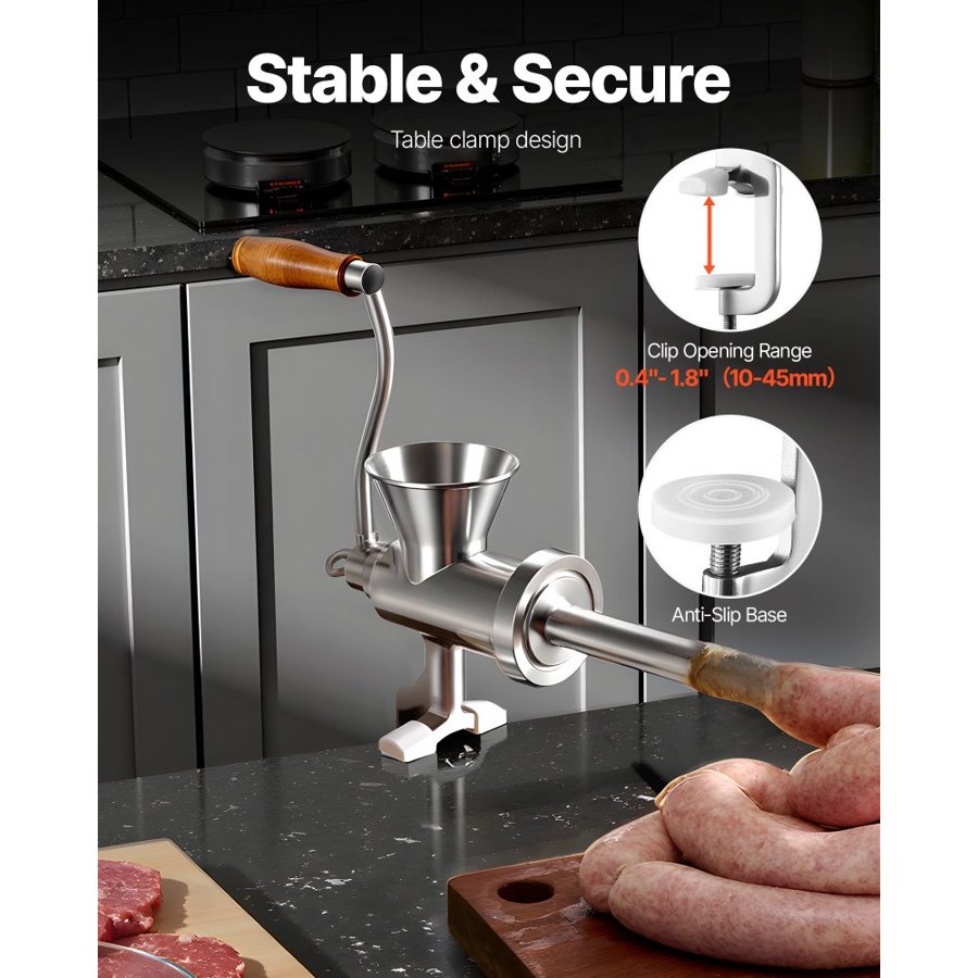 VEVOR Hand Crank Manual Meat Grinder – 304 Stainless Steel