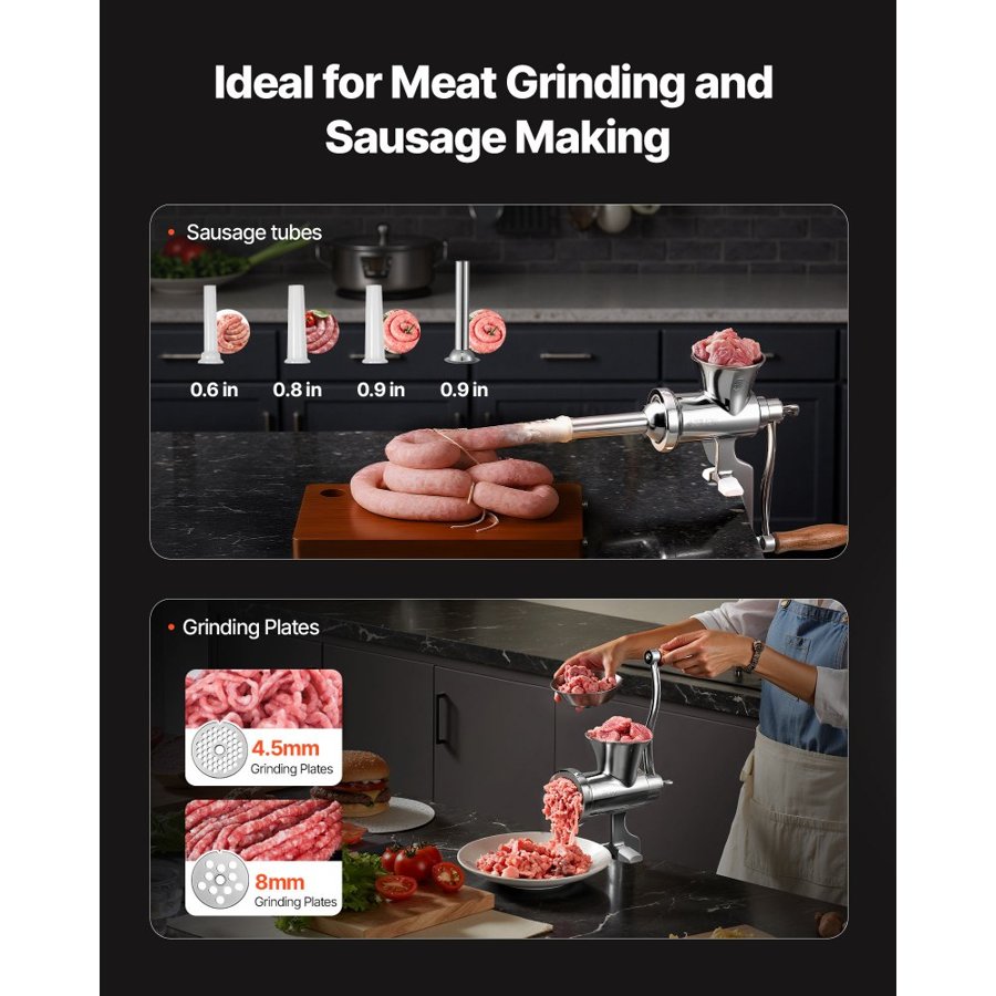 VEVOR Hand Crank Manual Meat Grinder – 304 Stainless Steel
