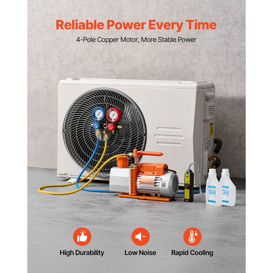 VEVOR Two Stage Rotary Vane Vacuum Pump – 7 CFM, 3/4HP, 550W