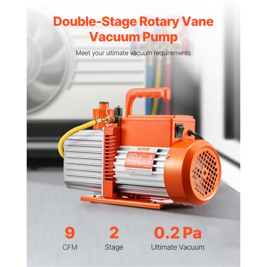 VEVOR Auto AC Vacuum Pump Kit – 9 CFM, 2 Stage, 750W