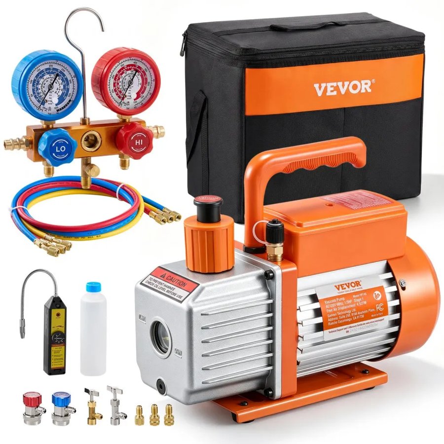 VEVOR AC Gauges and Vacuum Pump Kit – 4.5 CFM, 5 Pa