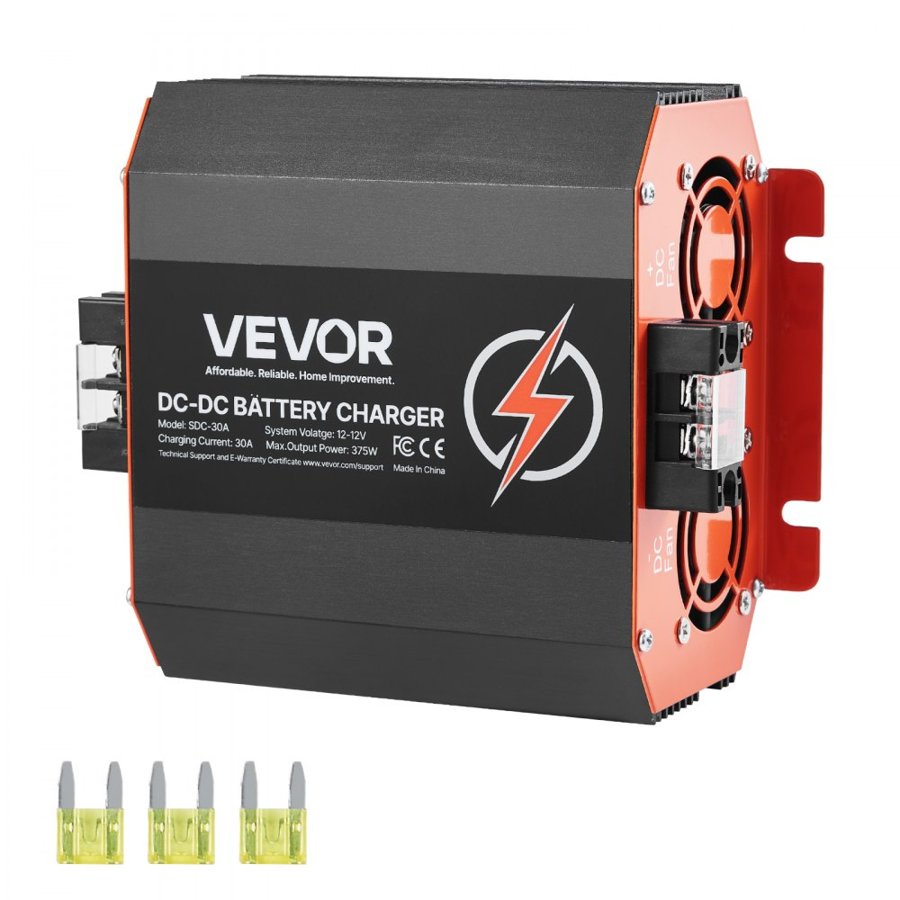 VEVOR DC Battery Charger 12V – 30A DC to DC, 375W, LifePo4