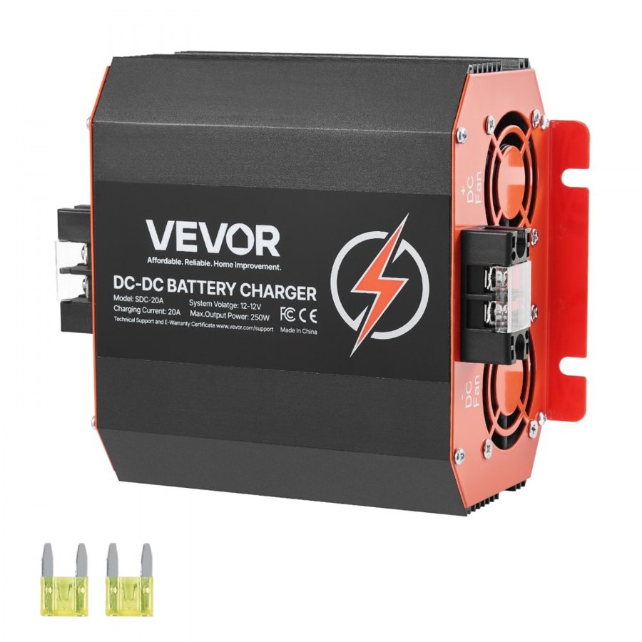 VEVOR 20A DC to DC Charger – 12V charging, 250W, AGM